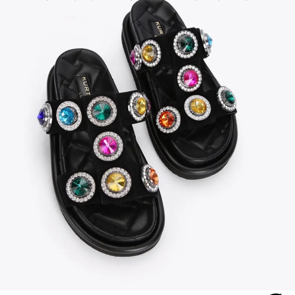 KURT GEIGER LONDON ORSON CRYSTAL SANDAL black 
$150  size 41 US 10.5 new /no box - Picture 4 of 16